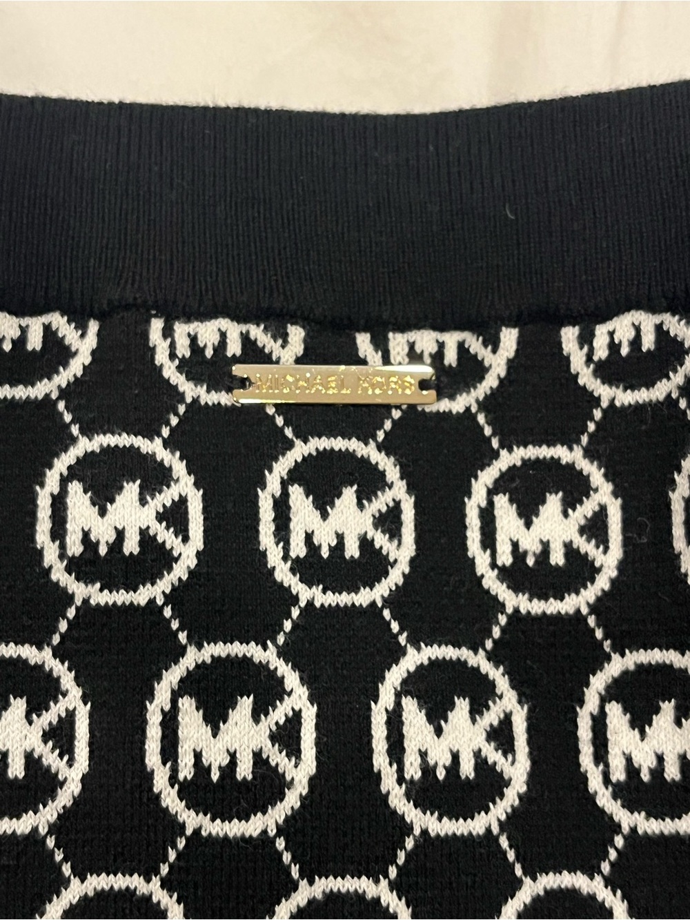 Michael Kors Black & White Signature Logo Crew Sweater